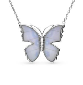 серебряное шейное украшение с эмалью и крылами бабочками