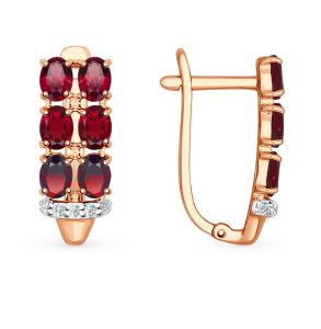 золотые серьги с фианитами и гранатом SOKOLOV 724568*