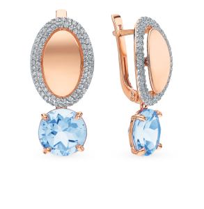 золотые серьги с топазами и фианитами