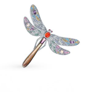 серебряная брошь с корундом и фианитами