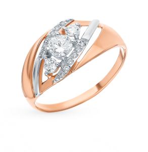 золотое кольцо с фианитами SOKOLOV 018052*