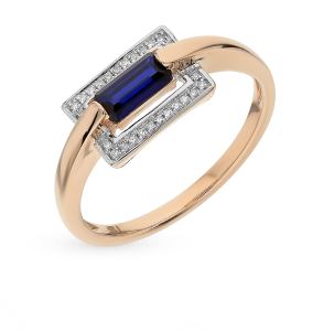 золотое кольцо с сапфирами и бриллиантами