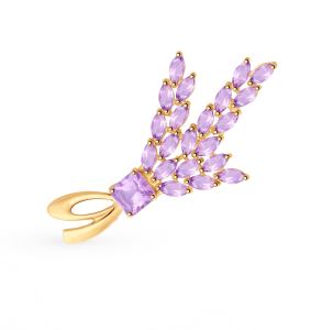 золотая брошь с аметистом SOKOLOV 740230*