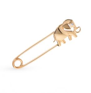 золотая брошь с фианитами