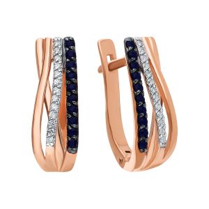 золотые серьги с сапфирами и бриллиантами