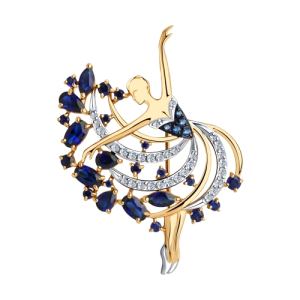 золотая брошь с корундом SOKOLOV 740334*