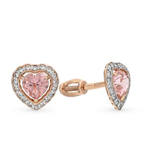 золотые серьги с морганитами и фианитами