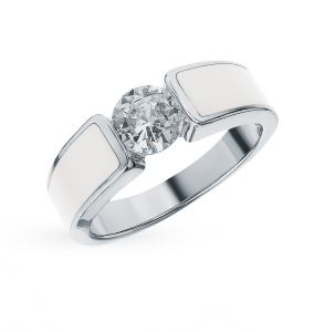 серебряное кольцо с фианитами и эмалью