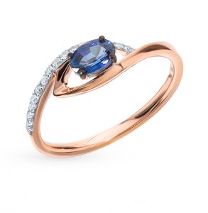 золотое кольцо с сапфирами и бриллиантами