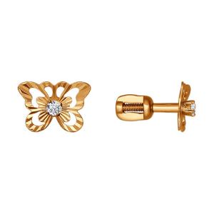 золотые серьги с фианитами SOKOLOV 022666*