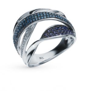 золотое кольцо с сапфирами и бриллиантами