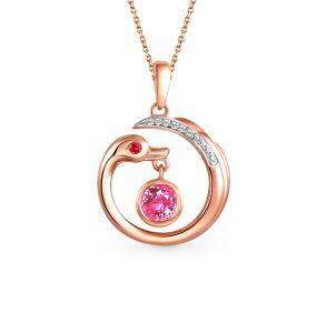 золотая подвеска с турмалинами, рубинами и бриллиантами