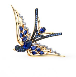 золотая брошь с корундом SOKOLOV 740255*