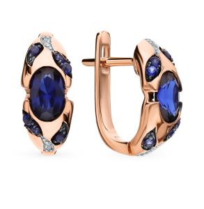 золотые серьги с сапфирами и бриллиантами