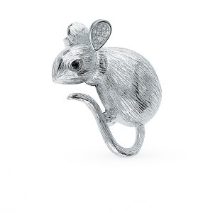 серебряная брошь с фианитами