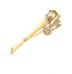 золотая брошь с топазами и фианитами SOKOLOV 740193*