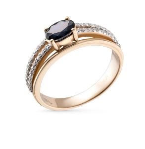 золотое кольцо с сапфирами и бриллиантами