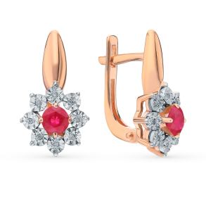 золотые серьги с рубинами и бриллиантами