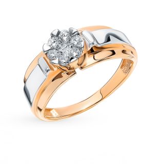 Золотое кольцо с фианитами AQUAMARINE 68507А.1*: красное и розовое золото 585 пробы, фианит — купить в интернет-магазине SUNLIGHT, фото, артикул 91920