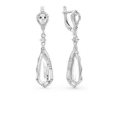 Серебряные серьги с горным хрусталем и фианитами SOKOLOV 92021520