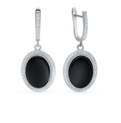 Серебряные серьги с керамикой и фианитами