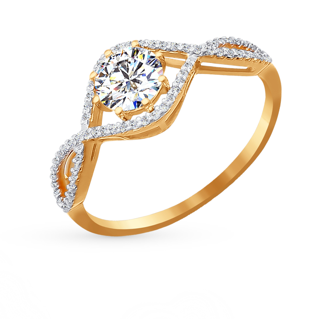 Фото «Золотое кольцо с кристаллами  Swarovski SOKOLOV 81010077*»