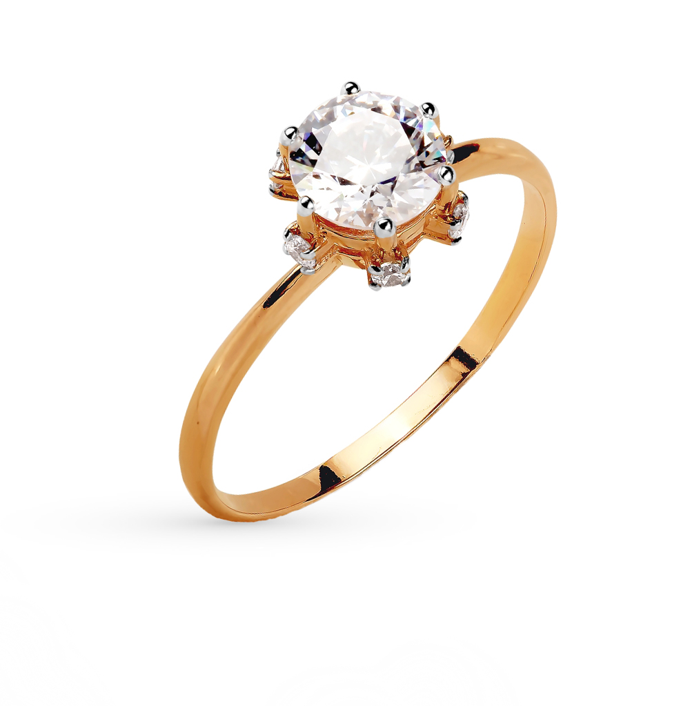 Золотое кольцо с кристаллами  Swarovski в Екатеринбурге
