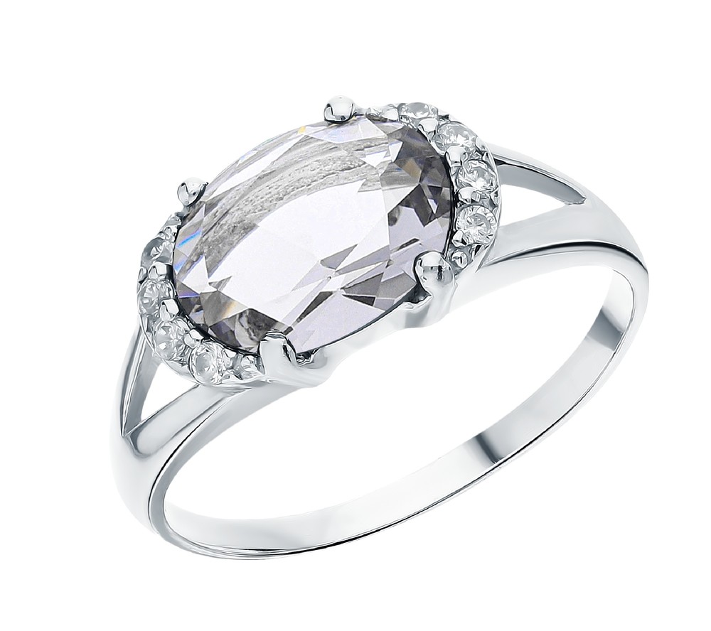 Фото «Серебряное кольцо с фианитами и кварцем»