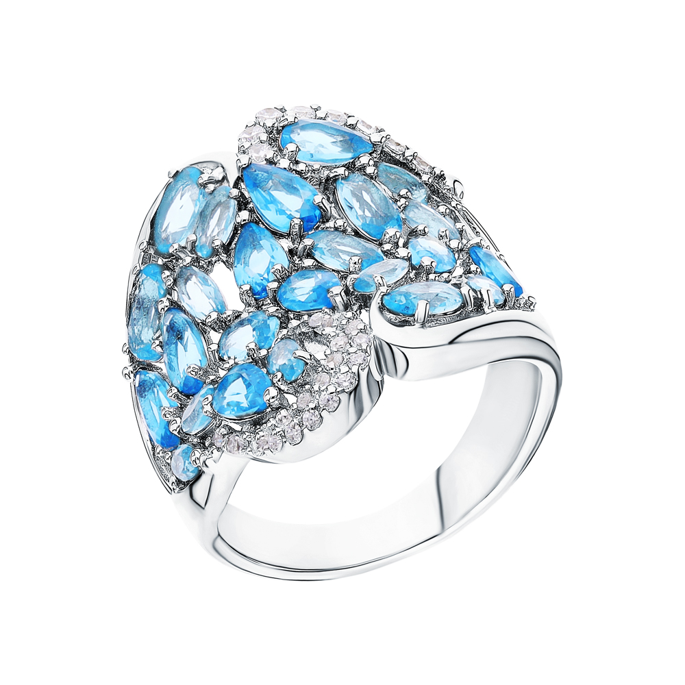 Серебряное кольцо с фианитами и ювелирными кристаллами в Ростовe-на-Дону