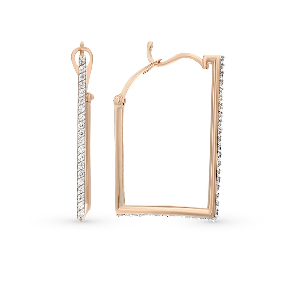 Золотые серьги с фианитами