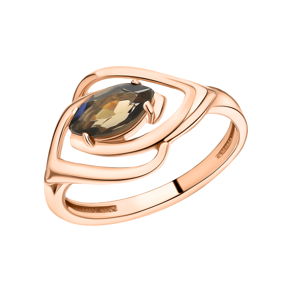 Золотое кольцо с кварцами дымчатыми в Екатеринбурге