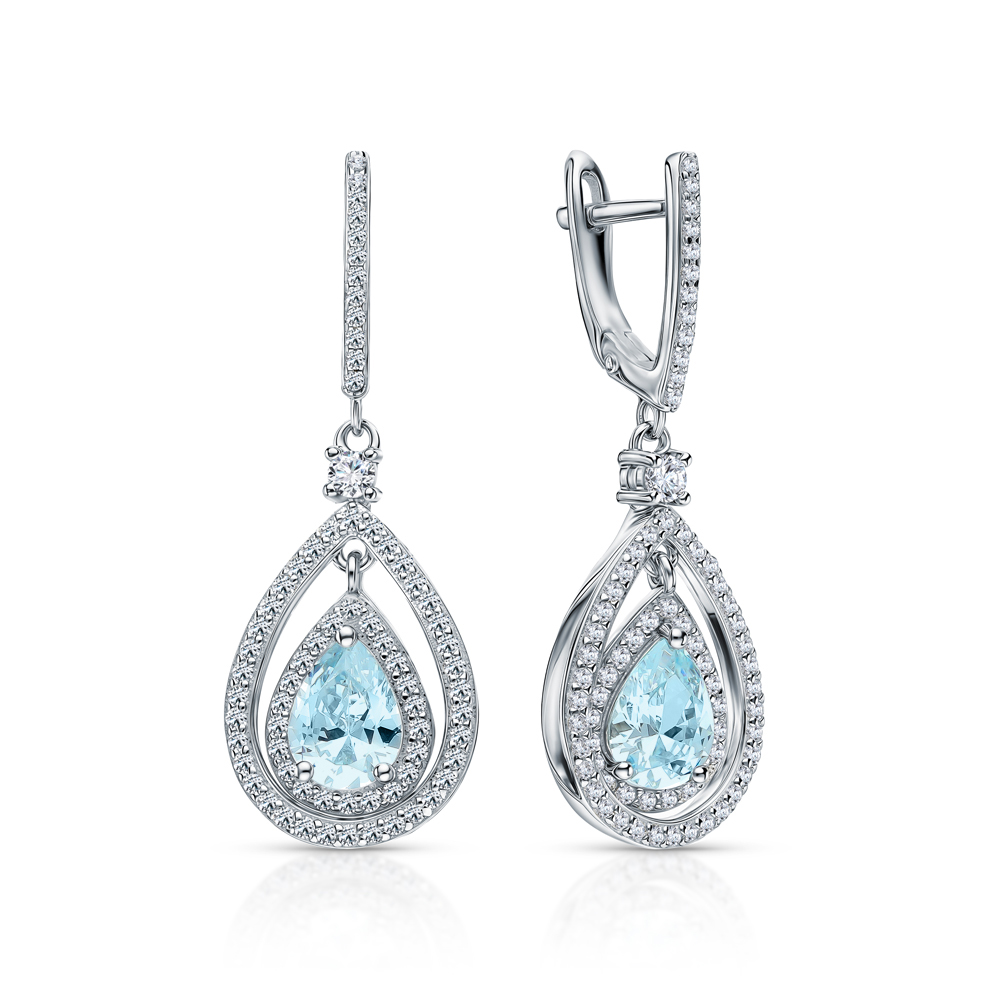 Серебряные серьги с фианитами в Новосибирск