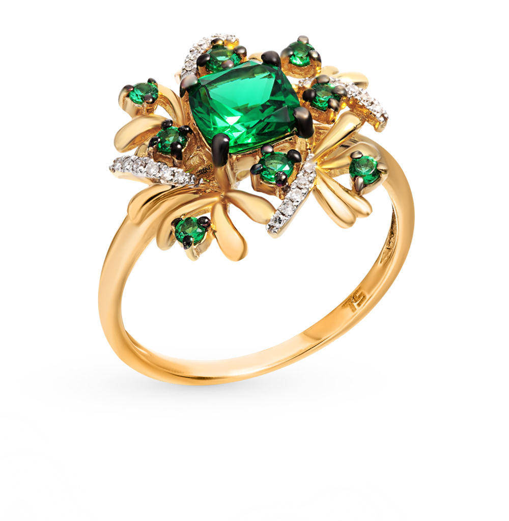 Фото «Золотое кольцо со шпинелью и бриллиантами»