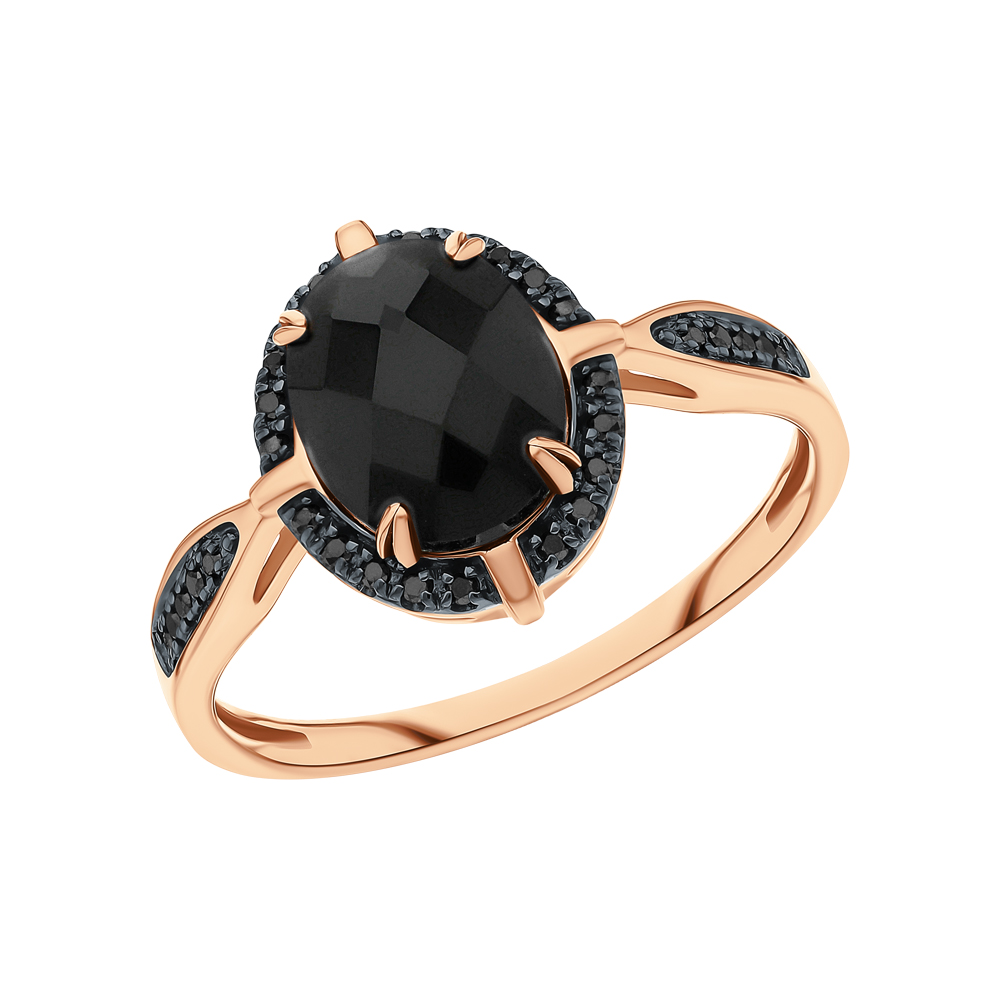 Золотое кольцо с ониксом и бриллиантами в Краснодаре