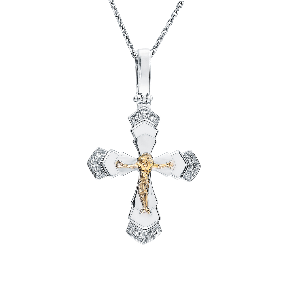 Фото «Серебряный крест-подвеска с эмалью и бриллиантами»