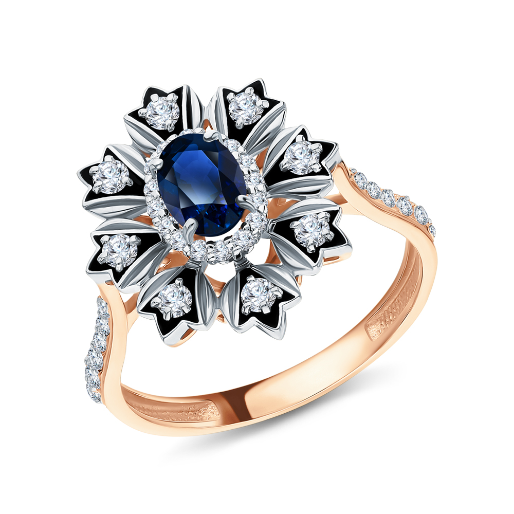 Золотое кольцо с сапфирами и бриллиантами в Санкт-Петербурге