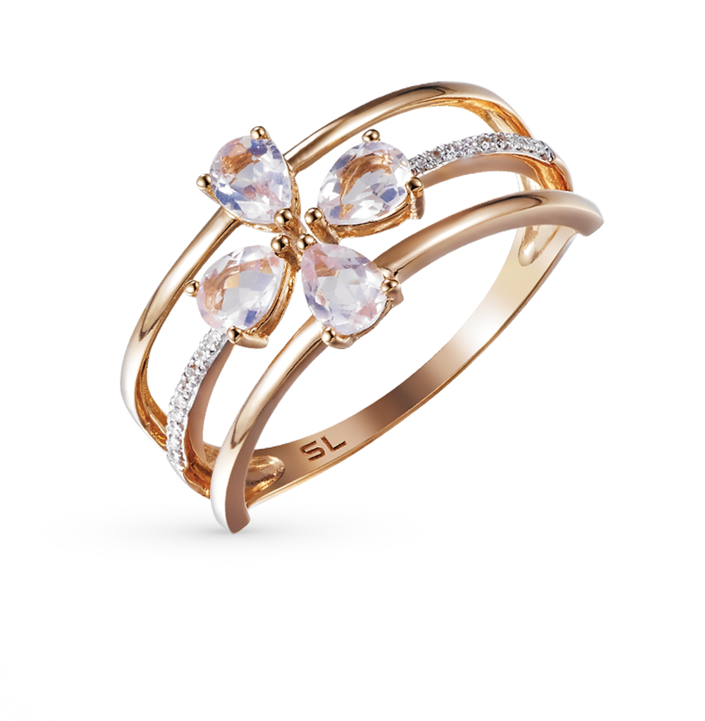 Золотое кольцо с кварцем и бриллиантами в Ростовe-на-Дону