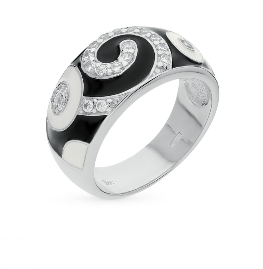 Фото «Серебряное кольцо с эмалью и фианитами SOKOLOV 94010397»