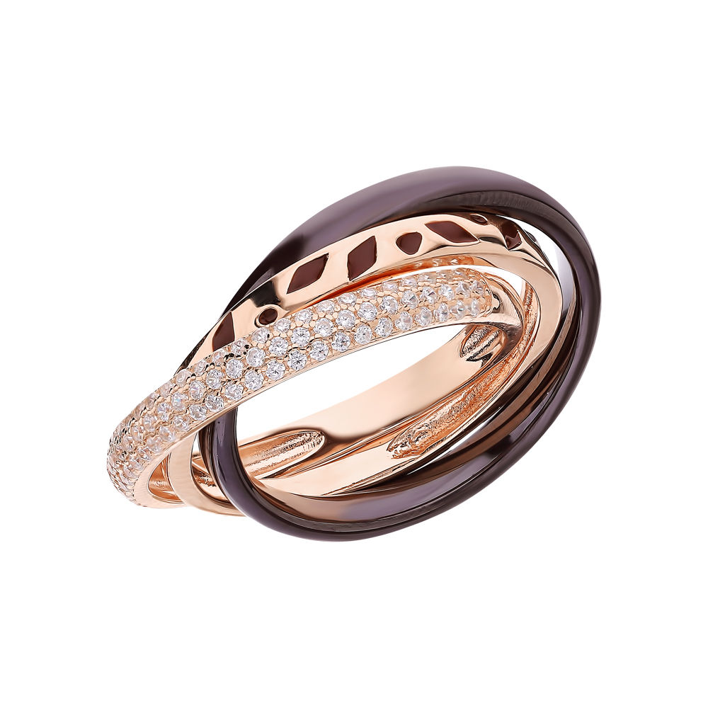 Фото «Серебряное кольцо с эмалью, фианитами и керамикой»