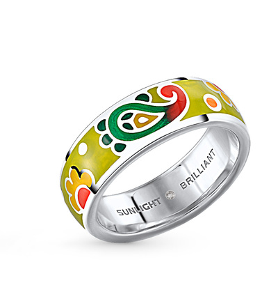 Серебряное кольцо с эмалью и бриллиантами в Краснодаре