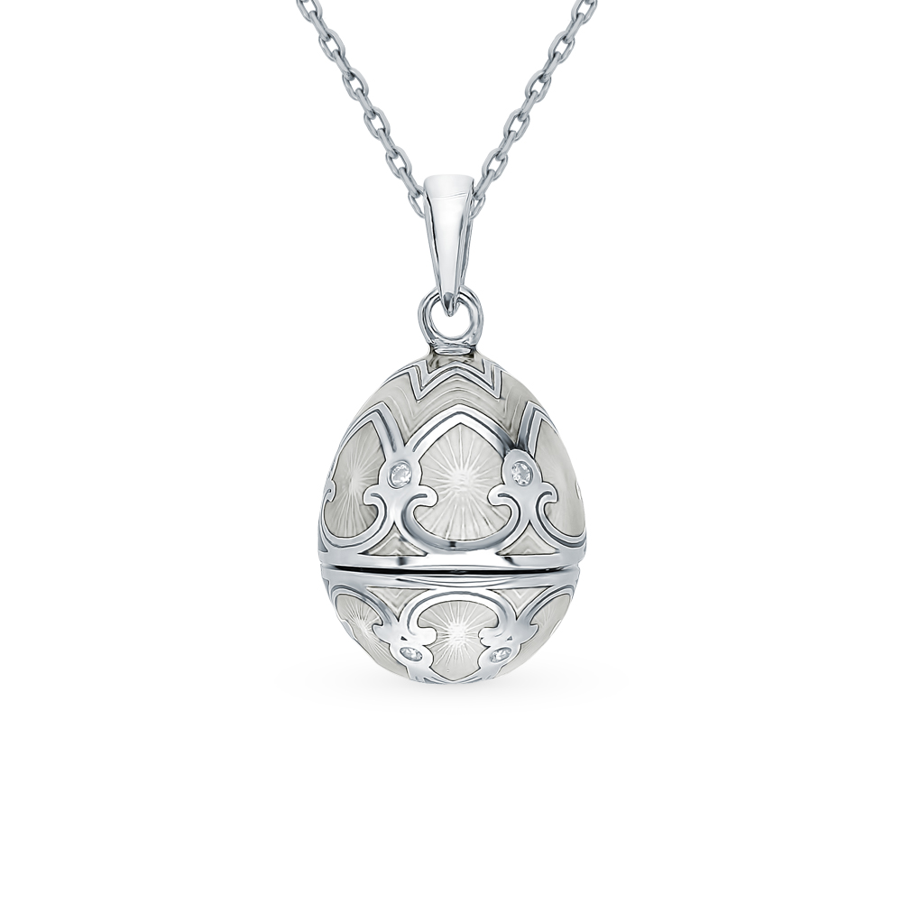 Серебряное шейное украшение с эмалью, фианитами и бриллиантами в Краснодаре
