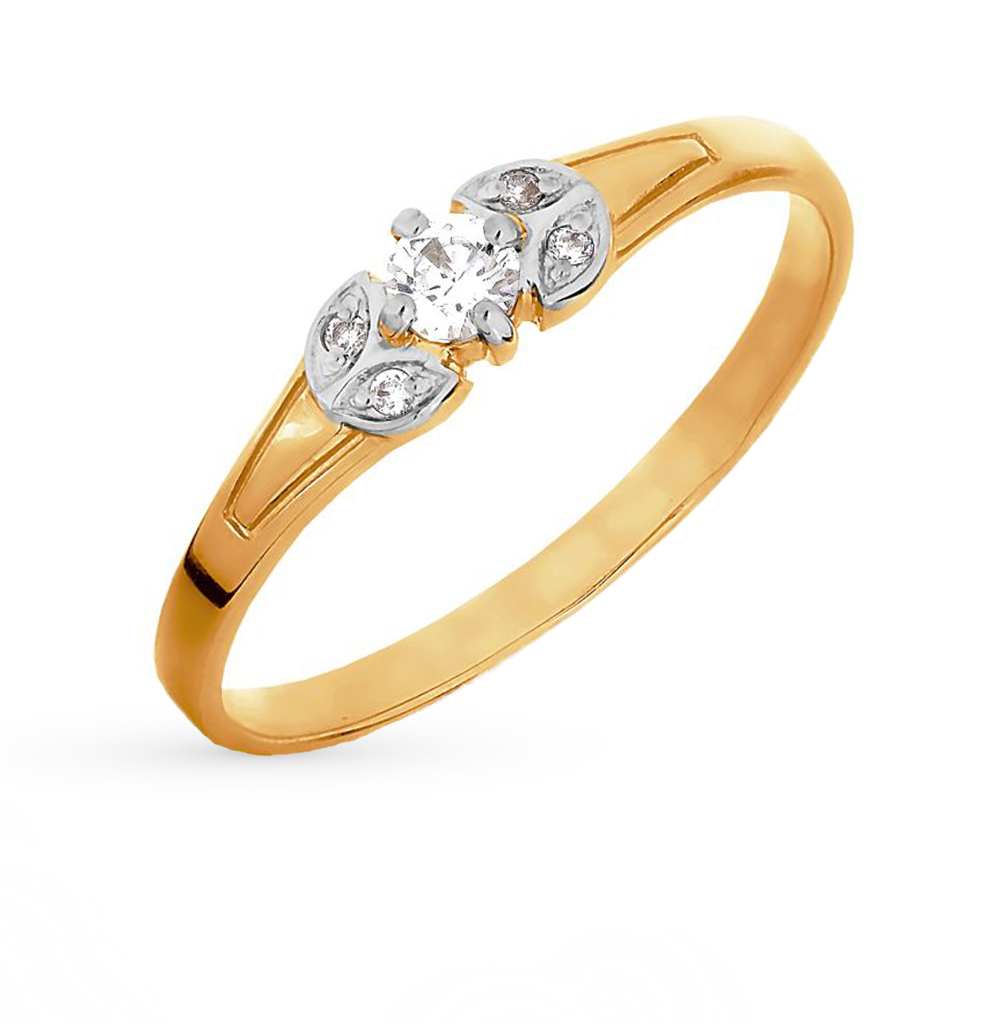 Золотое кольцо с кристаллами  Swarovski в Краснодаре