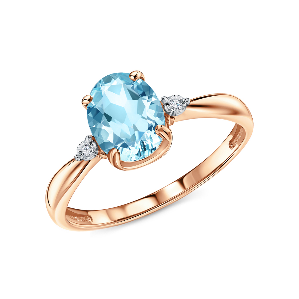 Фото «Золотое кольцо с бриллиантами природными и топазами природными»