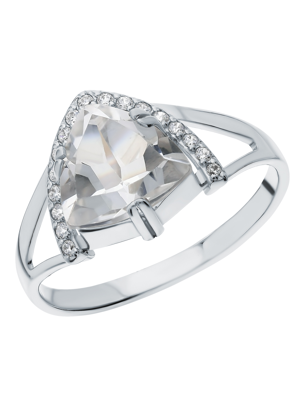 Фото «Серебряное кольцо с кубическим цирконием и горным хрусталем»