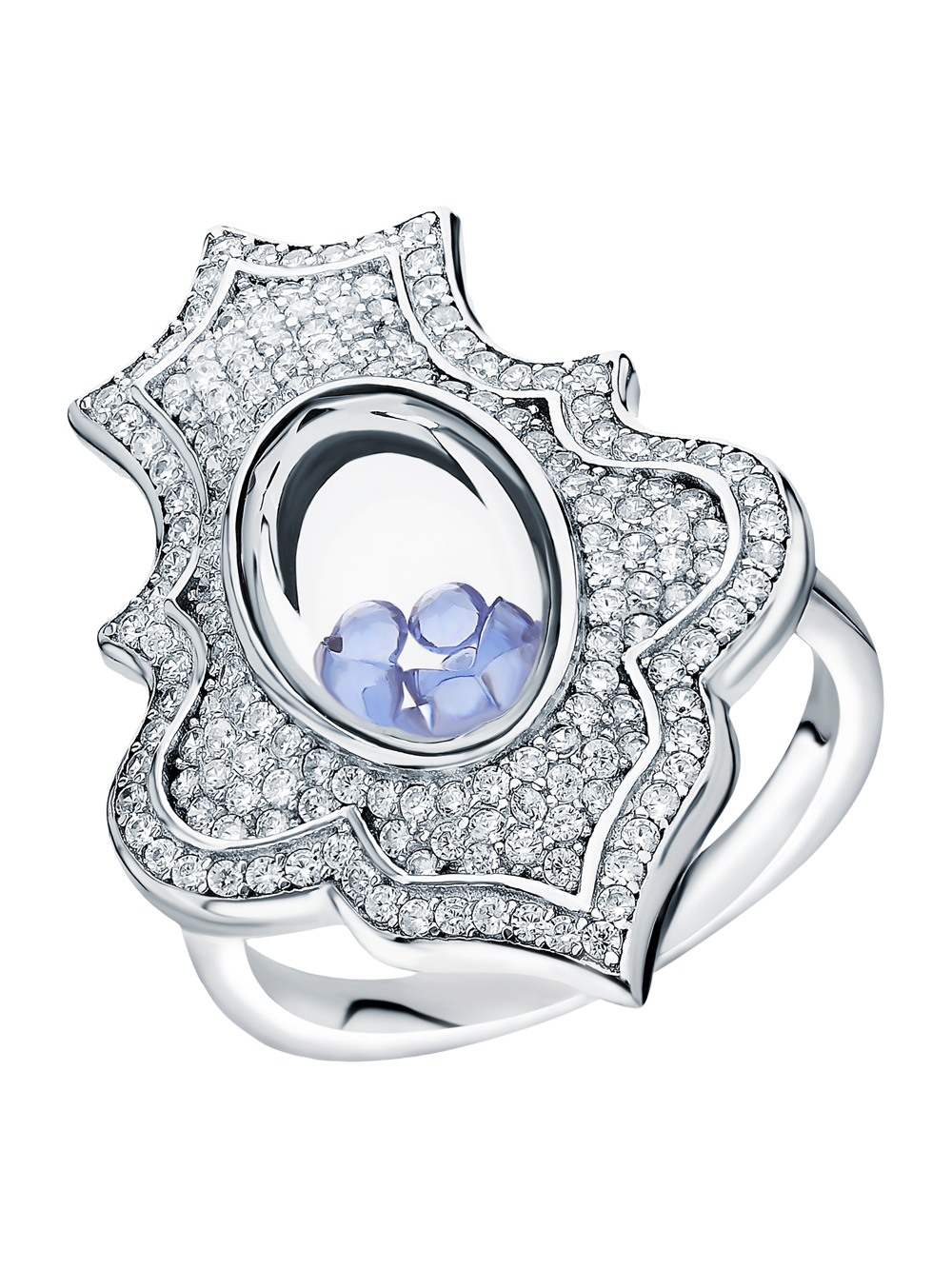Серебряное кольцо с кубическим цирконием и ювелирным стеклом в Нижнем Новгороде