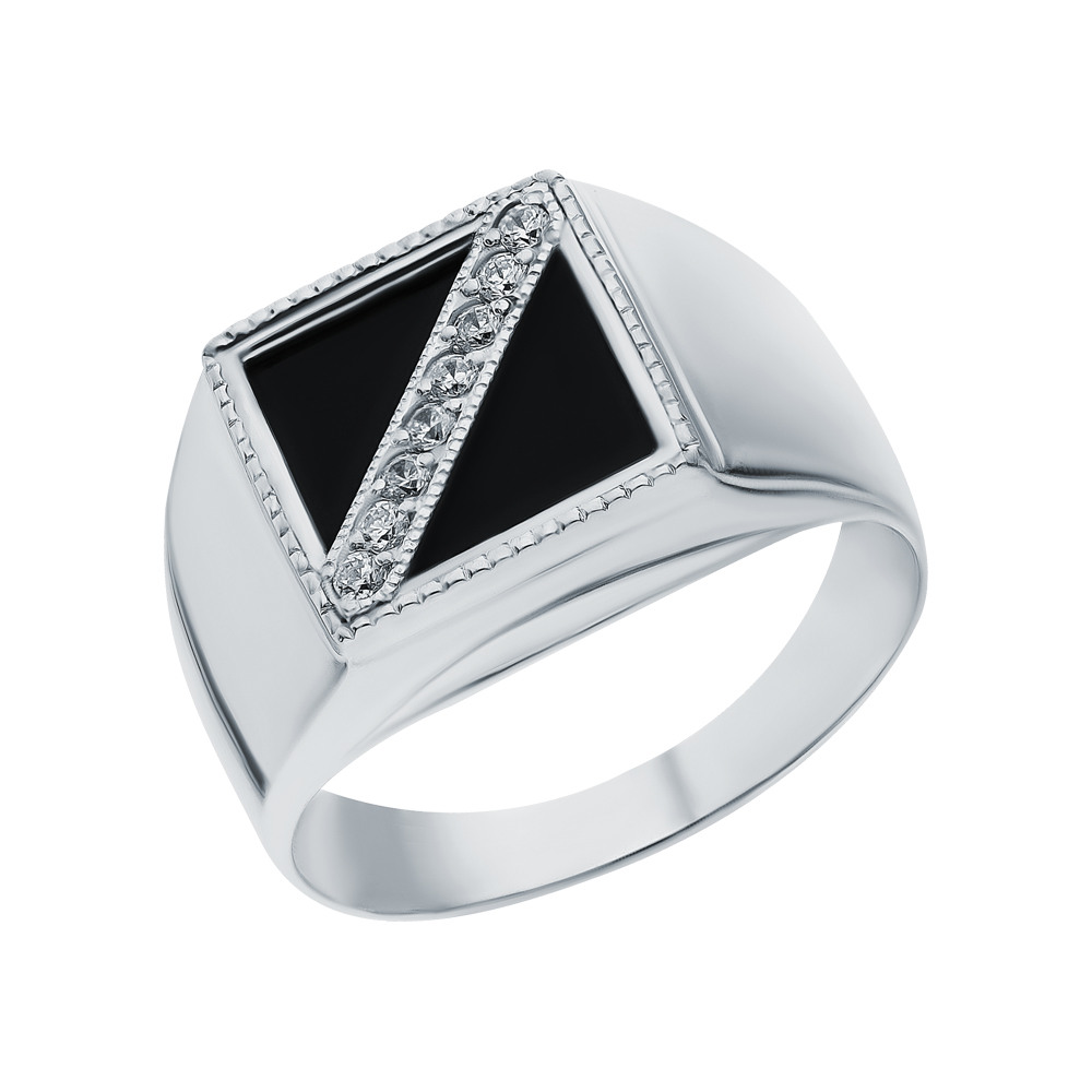 Серебряное кольцо с агатом и фианитами в Самаре