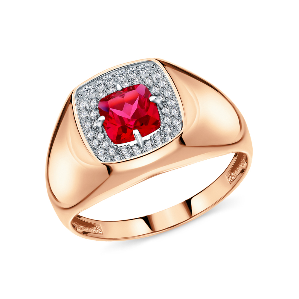 Золотое кольцо с фианитами и рубинами в Краснодаре