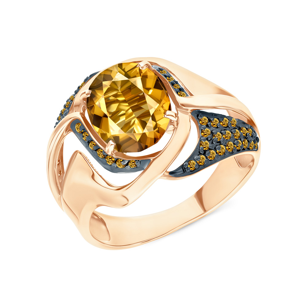 Золотое кольцо с фианитами и ситаллами в Краснодаре