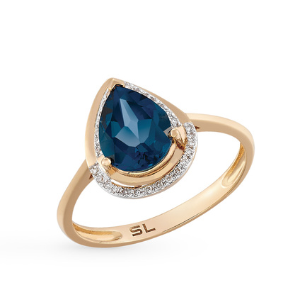 Золотое кольцо с топазами и бриллиантами в Санкт-Петербурге