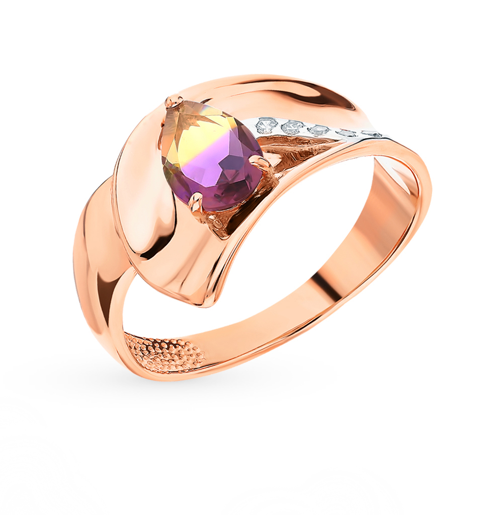 Золотое кольцо с фианитами и аметрином в Самаре